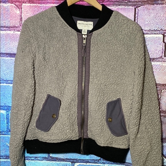 MARRAKECH Women's Gray Sherpa Jacket Small - Picture 4 of 8